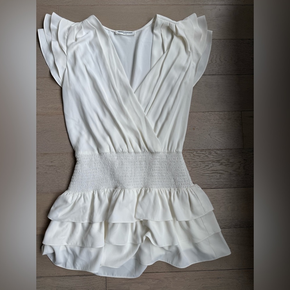 NWOT AMANDA UPRICHARD White Ruffled Dress